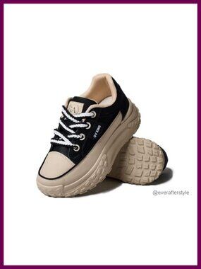 Lace Up Thick Soled Non Slip Athletic Sneakers Women Chunky Platform